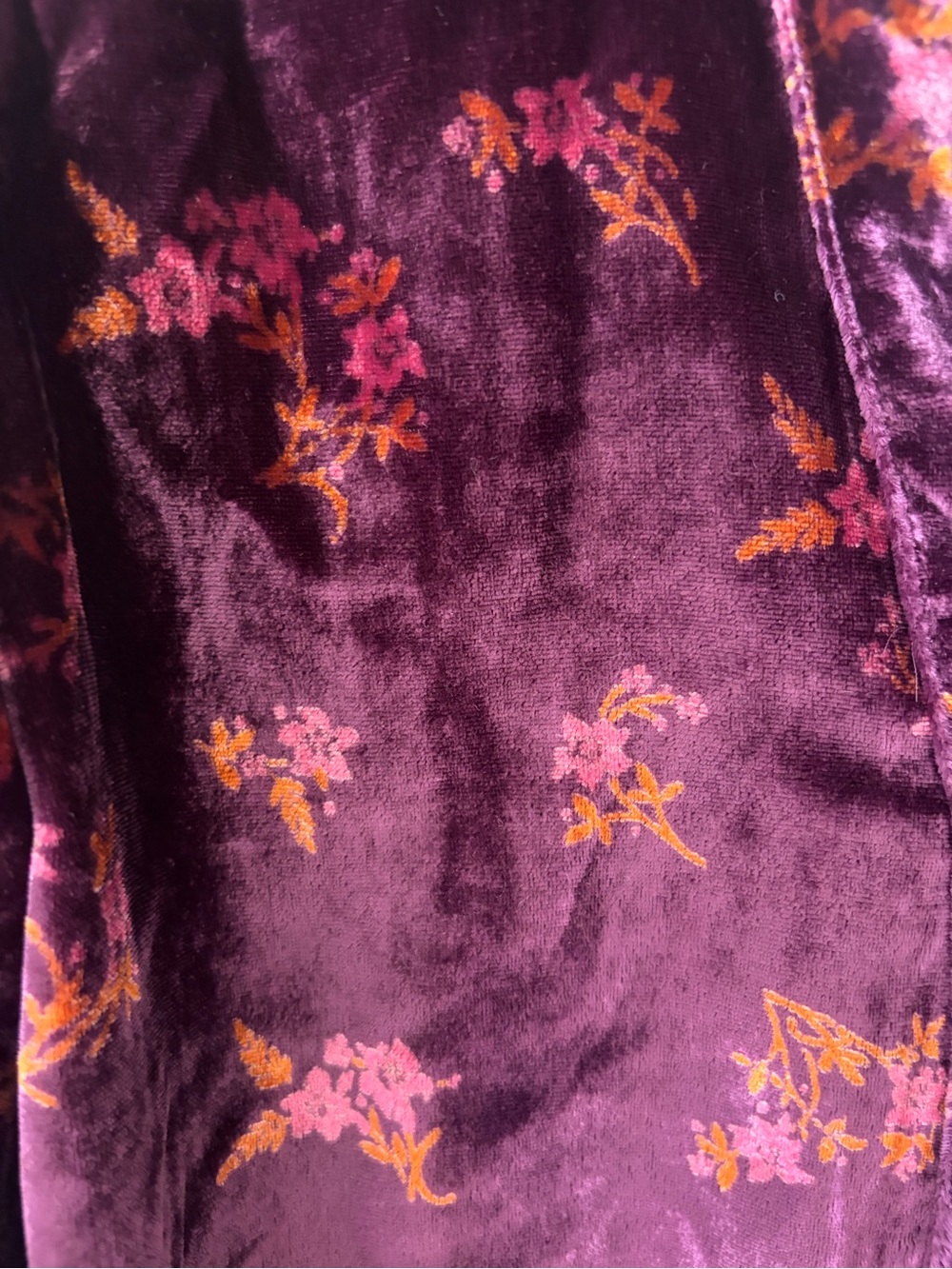 Pilcro Plum Velvet Button-Down Blouse with Floral Print - Picture 3 of 3